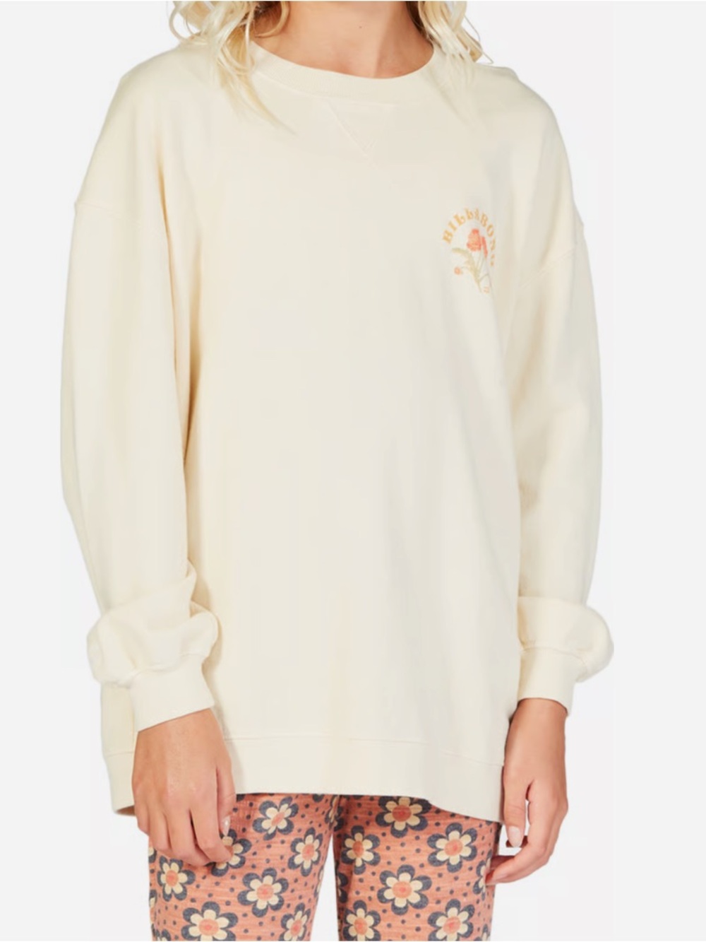 Billabong Cream Sweatshirt with Orange Poppy Graphic - Picture 2 of 6
